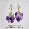 Spring Shi Original purple grape-shaped earrings, silver needle stud earrings, vintage style accessories Item Picture